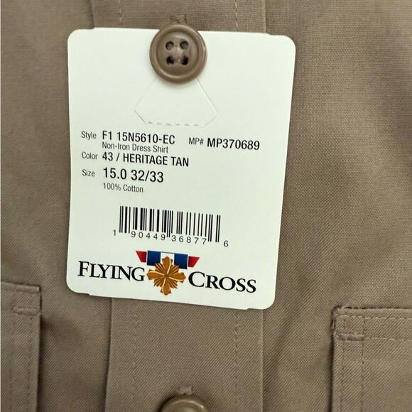 NWT Flying Cross AGSU Enlisted Tan Dress Shirt 15 x 32/33 Long Sleeve MP370689 - Picture 4 of 9